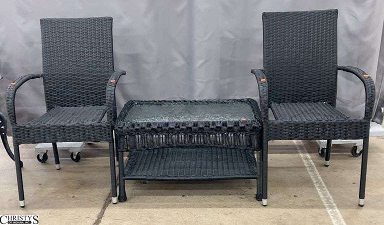 Balkene Resin Wicker Patio Chairs and Coffee Table - 31" x 18" x 17" of table image