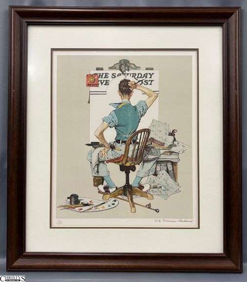 "Deadline" Norman Rockwell Lithograph - 172 of 200 - 30" x 34" of frame