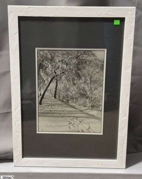 Framed Black & White Snow Scene Print -  18" x 25" of frame image