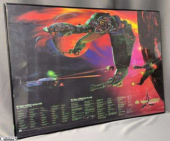 Framed Star Trek Klingon Bird of Prey Technical Readout Lithograph Signed image