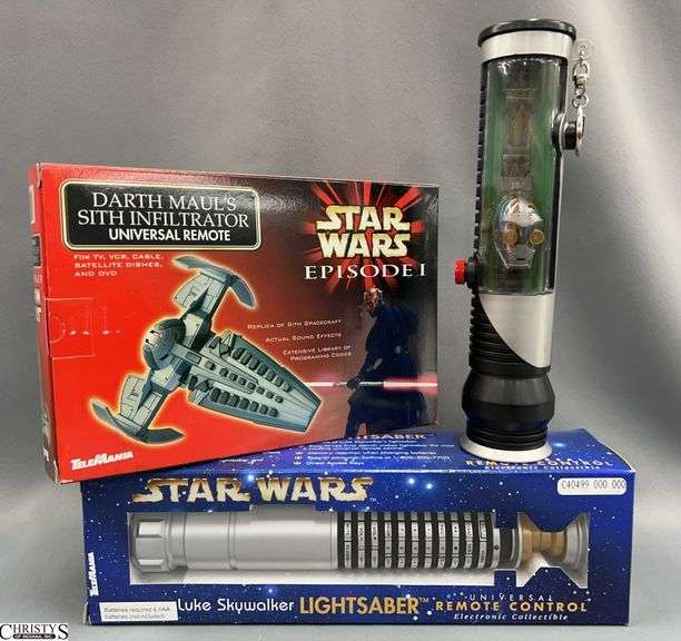 Star Wars Luke Skywalkers Light Saber Remote Control, Darth Mauls Universal Remote, Clear C3-PO Character Watch in Case image