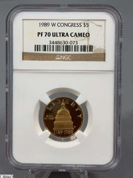 1989 W Congress $5 Gold Coin PF 70 Ultra Cameo by NGC image
