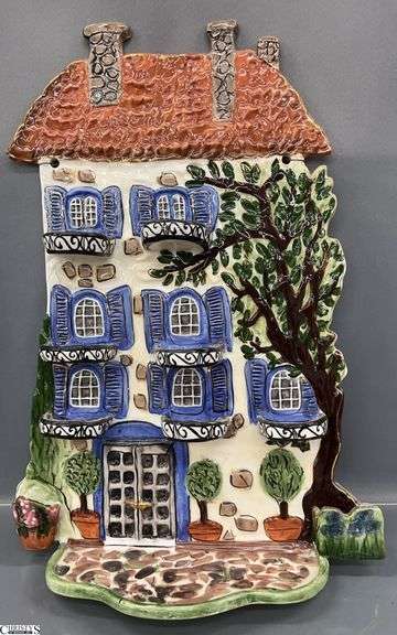 Blue Sky Hand Painted Clayworks House Wall Plaque - 14" x 20" x 5" image