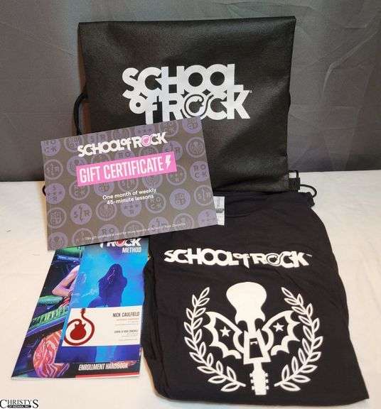 School of Rock One Month of Weekly 45 Min Lessons, Drawstring Bag, & Large T-Shirt image