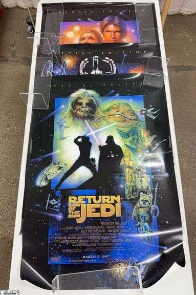 3 1997 Star Wars Rolled Posters Each With Movie Info and Printing On Bottom Some Wear 30x37" Approx image