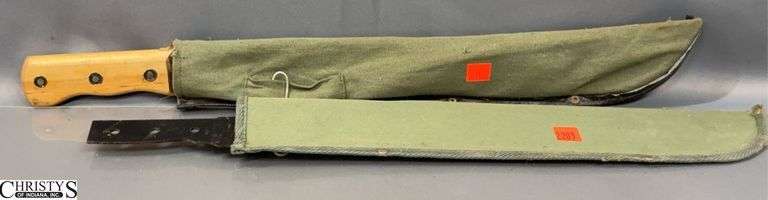 2 Machete Knives - 22" of largest - 1 missing handle image