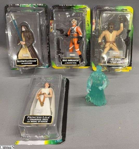 5pcs 1998 Ben (Obi-Wan) Kenobi, Princess Leia, Biggs Darklighter, Lak Sivrak, 1997 Spirit of Obi-Wan Action Figures image