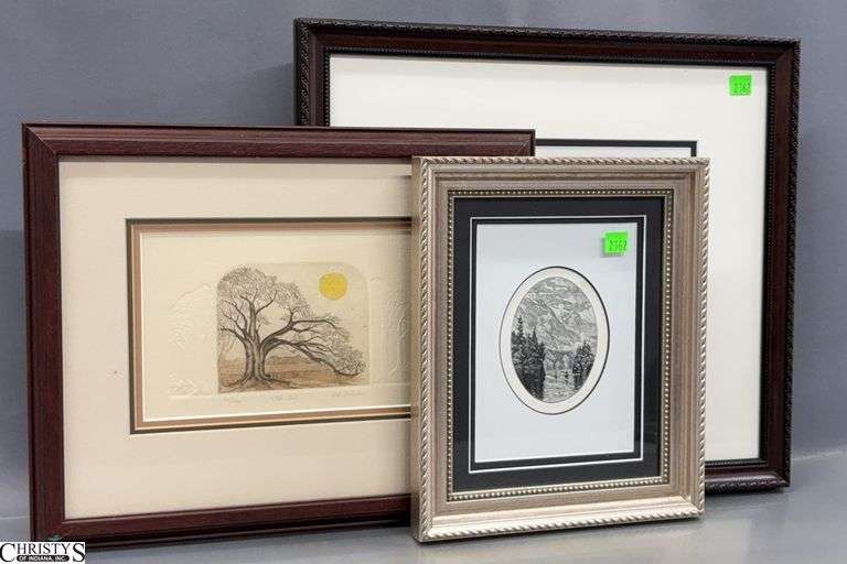 3 Signed Landscape Scenic Lithographs - 17.5" x 15.5" of largest frame image
