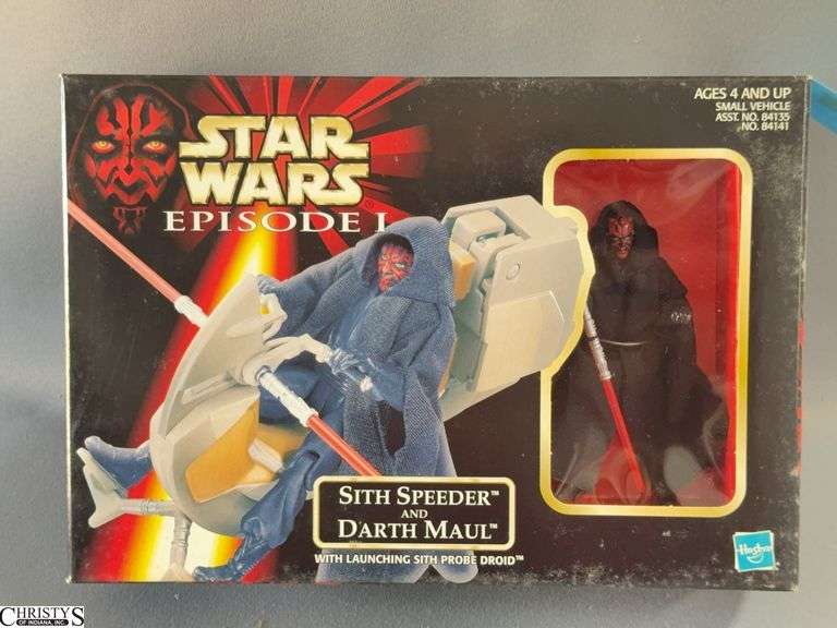 1998 Star Wars Episode I Sith Speeder and Darth Maul Action Figure with Launching Sith Probe Droid image