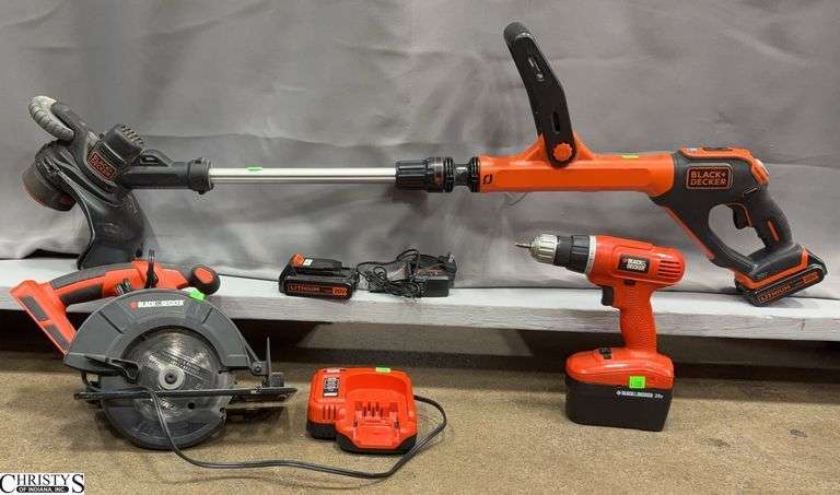 Black & Decker Cordless Trimmer, Drill, and Saw - 2 Chargers, 3 Batteries image