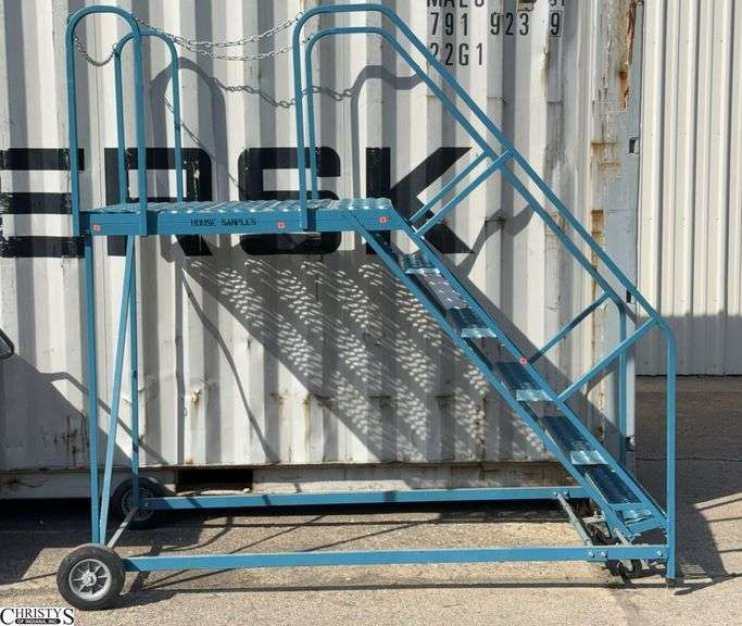 Industrial Heavy Duty Rolling Warehouse House Ladder Step System - 91" x 45" x 90" image