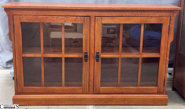 Mission Style 2 Door Glass Front Bookcase - 60" x 14.5" x 36" image