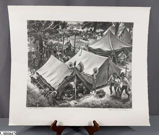 "The War Dancer's Camp" Signed Charles Banks Wilson - Unframed - 21" x 18" of paper image