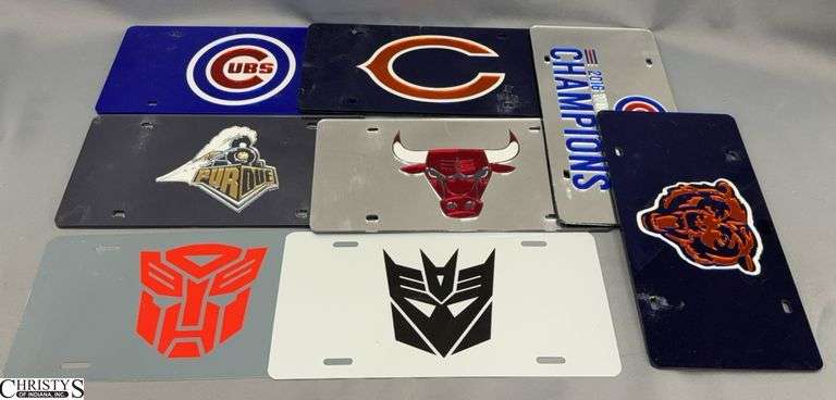 Assorted Rico Tag Express License Plates - Sports, College, Transformers image