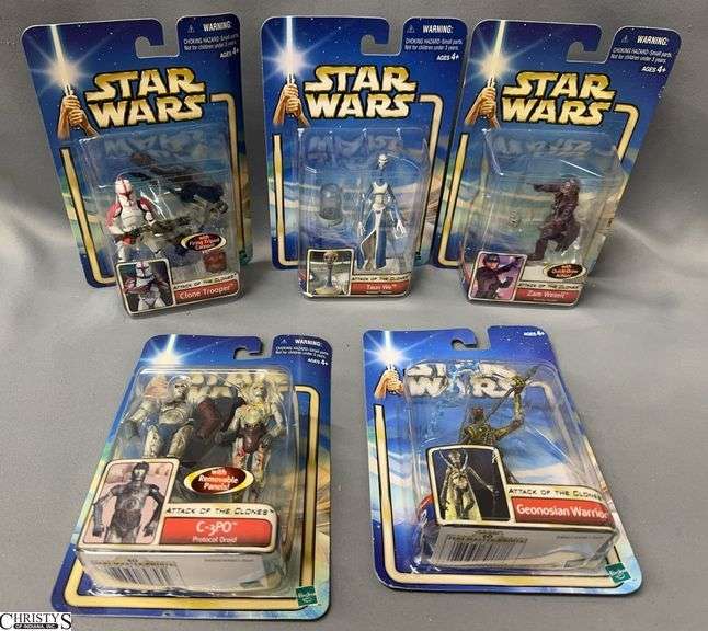 4 Star Wars 2002 Attack of the Clones Action Figures Lot image
