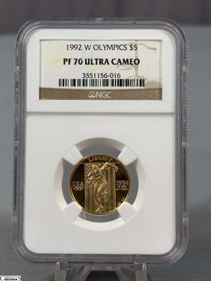 1992 W Olympics $5 Gold Coin PF 70 Ultra Cameo by NGC image