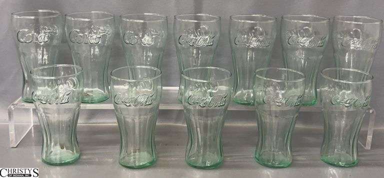 12 Coca Cola Glasses - 6" of each