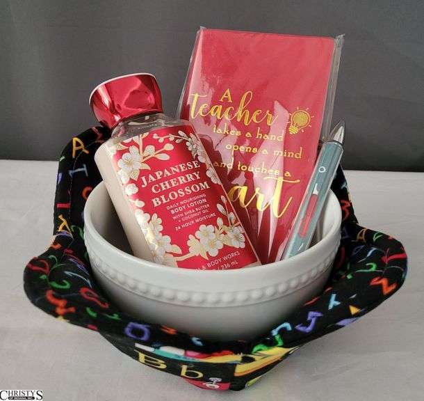 Teacher Bowl: Bowl Cozy, Japanese Cherry Blossom Hand Cream, Notebook, and Pen image