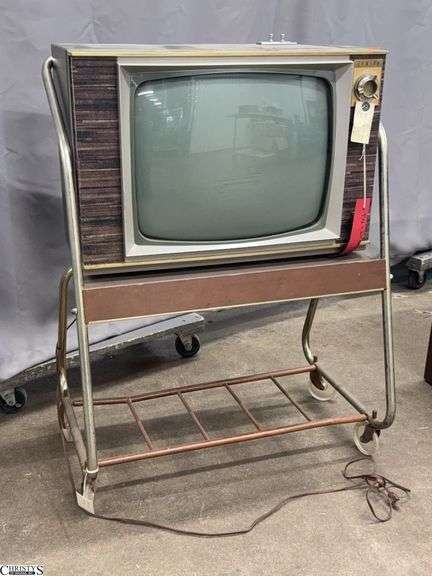 1960's Zenith Television and Stand, Wheels on Stand Need Greased image