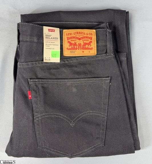 New with Tags Levi's Black 550 Jeans Size 36 X 38.  These jeans have the rare R Red Tab image