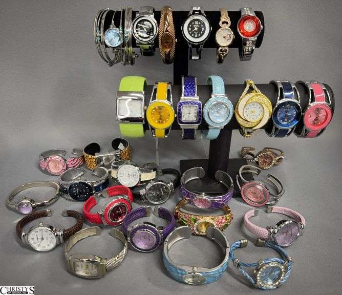 30 Cuff Type Wrist Watches- Includes XinHua, Cansnow, Fuhua, Freesky, Studio and Others.