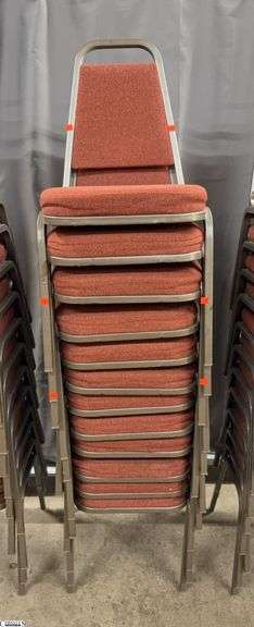 12 Vicro Banquet Chairs - 34" x 17" seat of each - Shows wear/damage from use and storage image