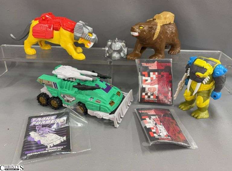 Transformers Pretenders Lot - 1988-89 Hasbro/Takara, Longtooth, Catilla, Chainclaw, with Accessories and Booklets image