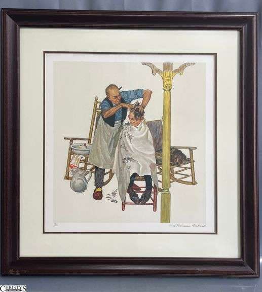 "Shear Agony" Norman Rockwell Lithograph - 172 of 200 - 33.5" x 34.5" of frame