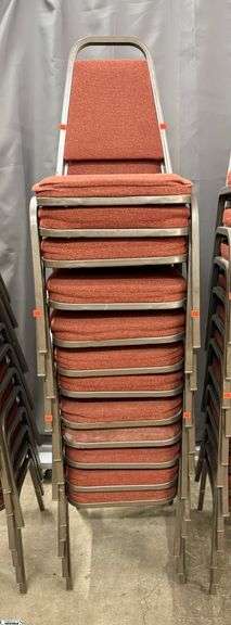 12 Vicro Banquet Chairs - 34" x 17" seat of each - Shows wear/damage from use and storage image