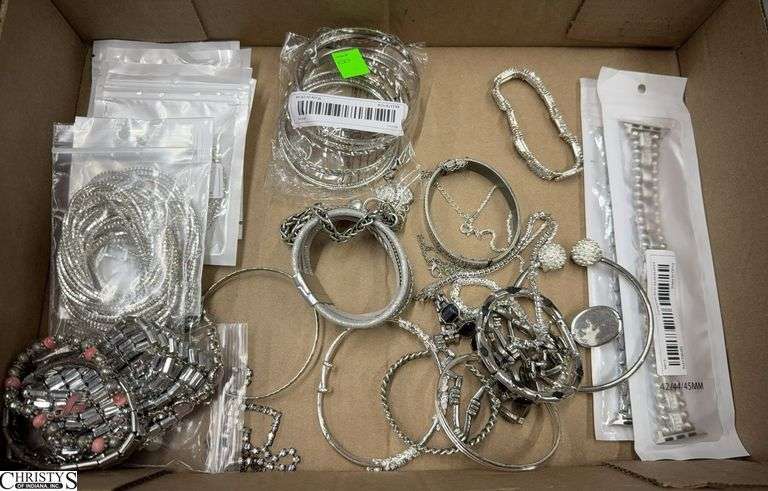 Approx. 30+ Silver Colored Bracelets.  Some Multiples in Package