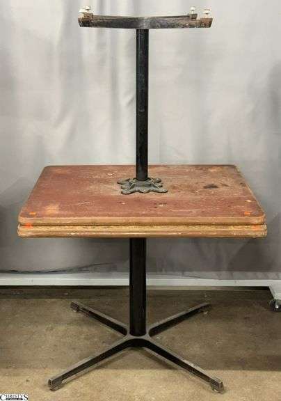 2 Cafe Tables - Shows wear - 36" x 36" x 30" of largest