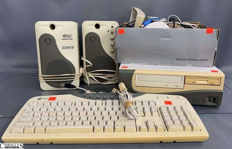 Gateway PC and Keyboard, Nicole and Boston Speakers - 9.5" T of largest speaker image