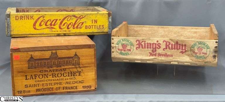 Coca Cola Wooden Crate, Ruby Grape Crate, French Wooden Wine Case - 20" x 8" of wine case image