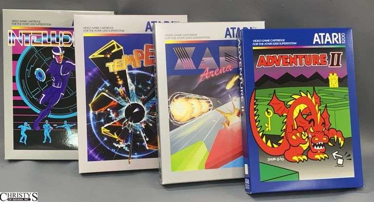 Atari 5200 Game Cartridge Lot of 4: Tempest, Xari Arena, Adventure II, Intellidiscs image