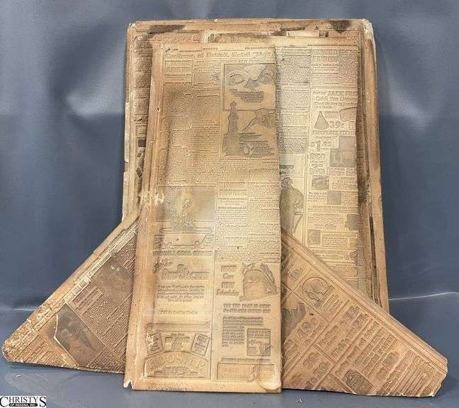 1930's The Indianapolis News Paper/Cardboard Newspaper Templet Pieces - 18" x 23" approx of largest piece - some wear image