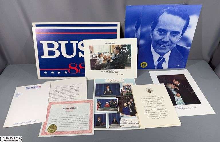 1980's Political Posters, Ephemera - Reagan, Bush, and Others - 22" x 14" of largest image