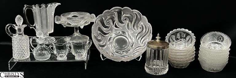 Assorted Glass Serveware - Bowls, Cruet, Sugar and Creamer - 9.5" x 4" image