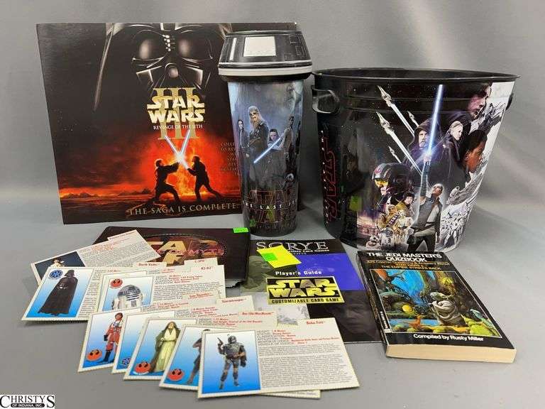 Star Wars Memorabilia Lot: Movie Theater Cups, Collector Cards, and Book image