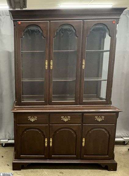 Ethan Allen Lighted China Hutch - 2pcs - 52" x 20" x 79" image