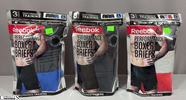 3 New in Package 3-Pack of Reebok Performance Boxer Briefs Size L 36-38 image