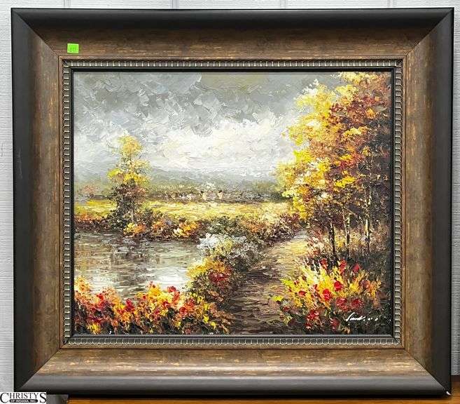 Framed Landscape Textured Giclee on Canvas - 32" x 28" of frame image