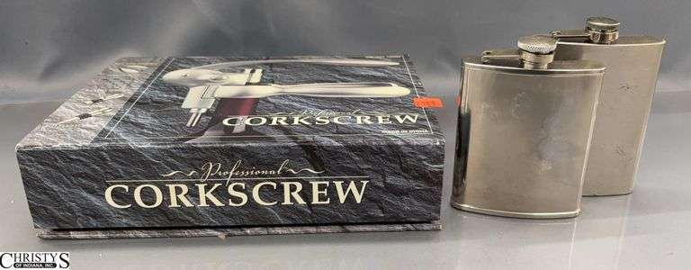 Corkscrew Kit and 2 Flasks - 5.5" of largest flask image