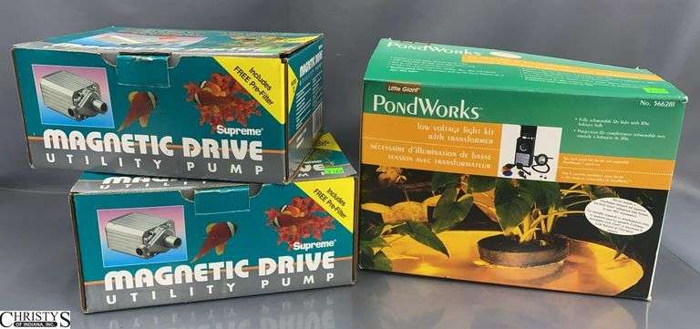 3 Pond Pumps w/ Parts and Pieces - Each appears used image