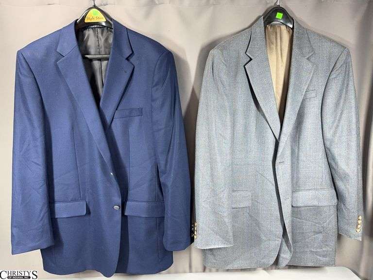 2 Suit Jackets.  1 Gray Oscar de la Renta Size 42XL and a Navy Blue Style Store Size 46XL image