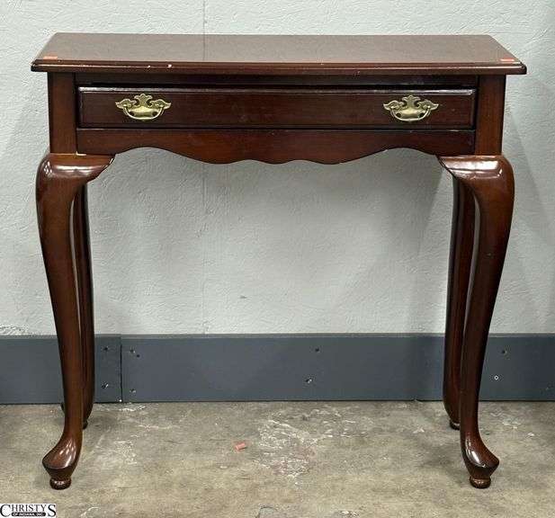 Queen Anne Style Single Drawer Table - 30" x 12" x 30"  - some edge wear image