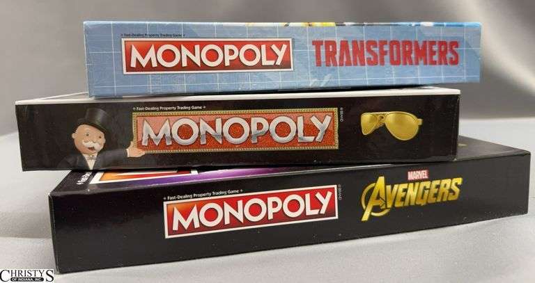 3 Monopoly Games Transformers, 85th Anniversary, Marvel Avengers image