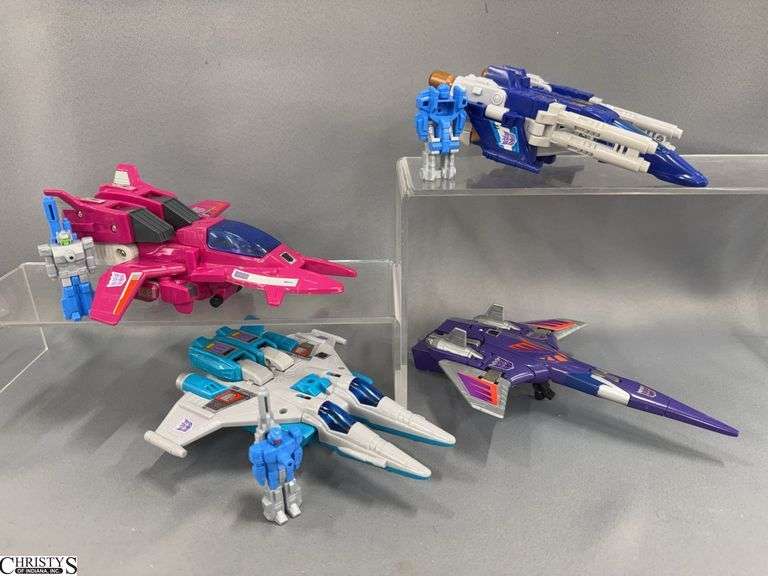 4 Vintage Transformers Decepticons, Jets Cyclonus, TriggerHappy, Slugslinger, Misfire image