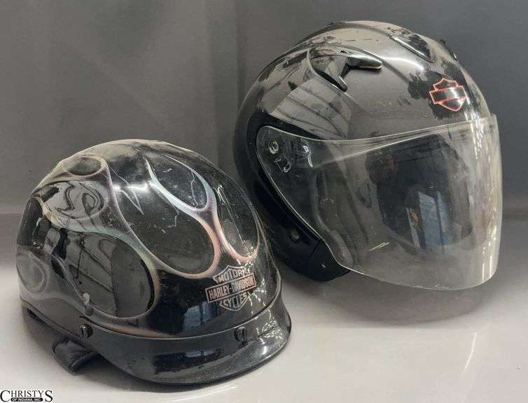 2 Harley Davidson Helmets - Largest marked size XL