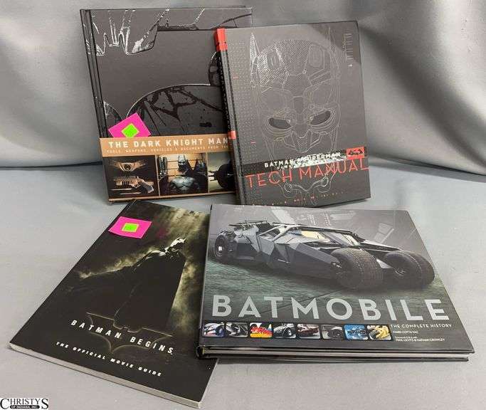 4 Batman Collectible Books, The Dark Knight Rises, Batman Begins, Batman vs Superman, Batmobile image