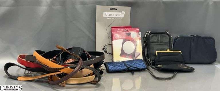 Assorted Ladies Belts, Stand Mirror, Coin Purses/Small Handbag image